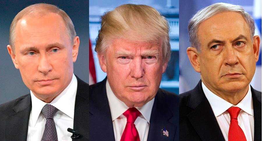 Vladímir Putin, Donald Trump y Benjamín Netanyahu