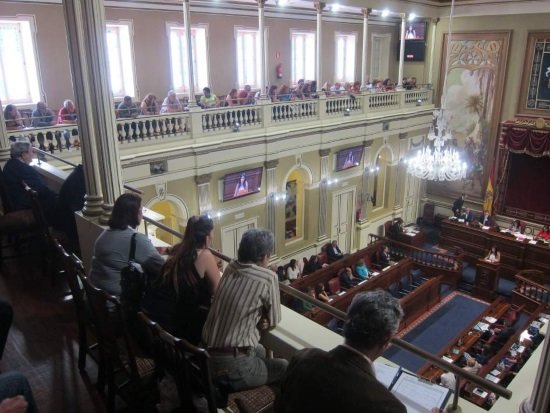 Afectados por los 'casos de bebés robados' en el Parlamento de Canarias. (Foto: Europapress)