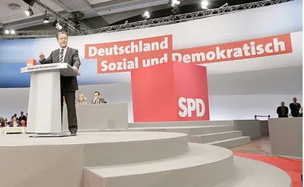 Franz M&uuml;ntefering, en un acto de SPD alem&aacute;n