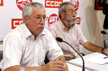 Los secretarios generales de CCOO y UGT, Ignacio Fernández Toxo y Cándido Méndez. 
