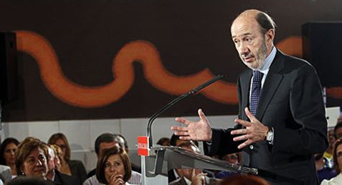 El candidato socialista, Alfredo Pérez Rubalcaba. 