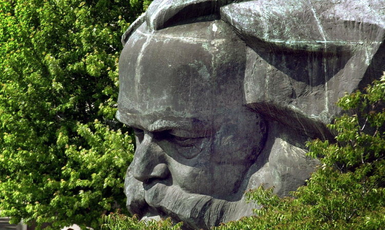 The Karl-Marx-Monument in Chemnitz, Germany, a monumental bust of German philosopher Karl Marx photographed on June 4, 2002. The bronze sculpture by Russian artist Lew Kerbel from 1971 is said to be the biggest portrait bust in the world. German philosopher Karl Marx was born 1818 and wrote the Communist Manifest. Under the communist rulers in former East-Germany, the city of Chemnitz was named Karl-Marx-City from 1953 to 1990. (AP Photo/ddp/Uwe Meinhold)