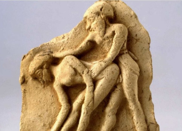 Placa de terracota erótica. II milenio a.C. Museo de Arqueología de Israel