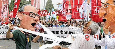 Manifestación de profesores este viernes en Santiago de Compostela.