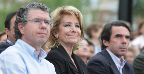 Granados, juntos a Aguirre y Aznar en un acto de la campaña de las elecciones del 22M.