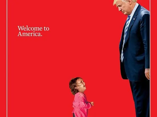T&eacute;lam, 21/06/2018 Washington, Estados Unidos: El prestigioso semanario Time retrat&oacute; en su portada la tensi&oacute;n generada por la pol&iacute;tica migratoria de la Casa Blanca, que llev&oacute; a la separaci&oacute;n de m&aacute;s de 2.000 menores migrantes de sus familias, al confrontar la imagen del presidente Donald Trump con la de una ni&ntilde;a hondure&ntilde;a de dos a&ntilde;os llorando por la detenci&oacute;n de su madre.Foto: TIME Photo-Illustration/Photographs by Getty Images