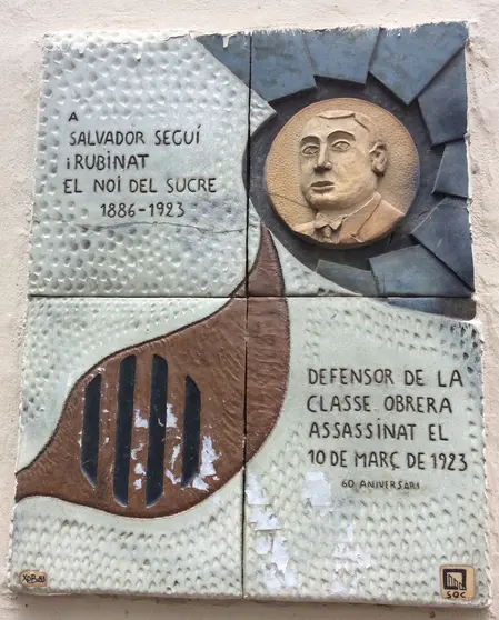 Placa en homenaje a Salvador Segu&iacute; en Barcelona