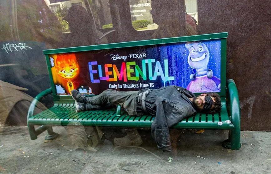 Foto del autor, un sin techo en Los &Aacute;ngeles, junio 2023