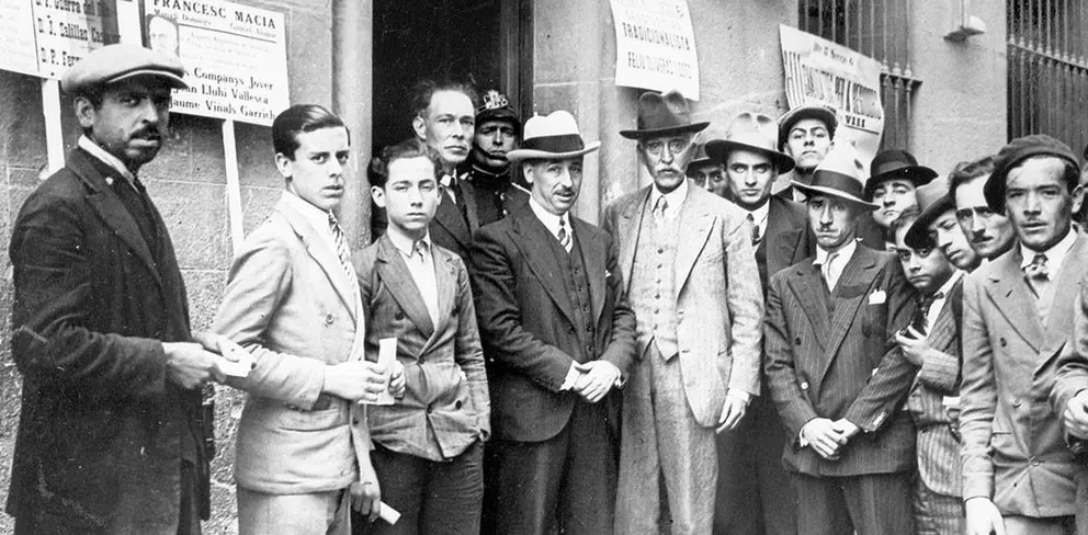 Francesc Maci&agrave; y Llu&iacute;s Companys en la campa&ntilde;a para las elecciones municipales de abril de 1931