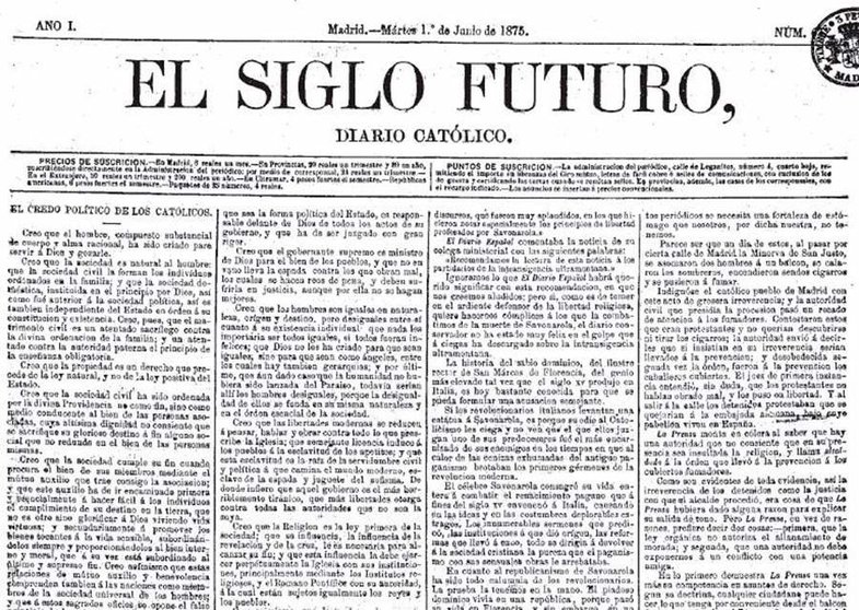 El Siglo Futuro (1/6/1875)