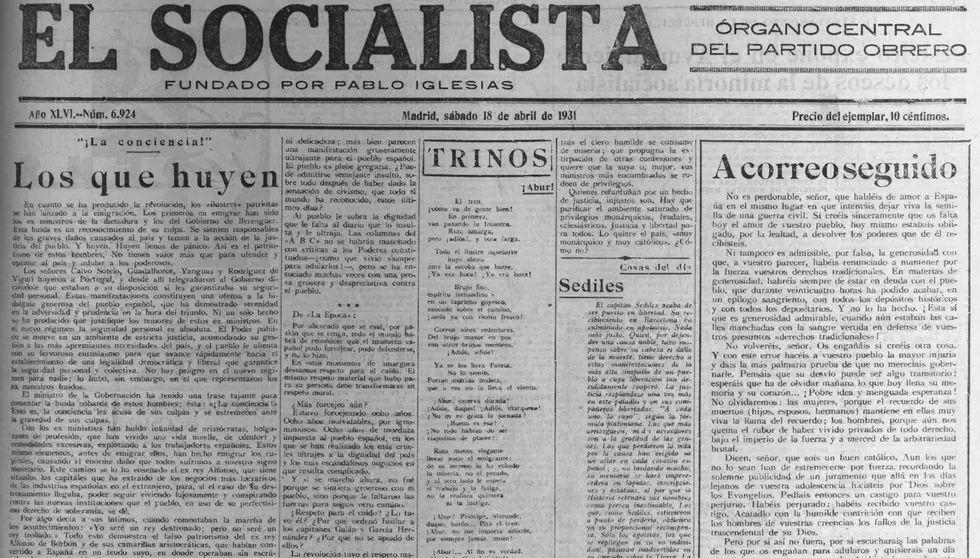 6924 de 18 de abril de 1931 de&nbsp;El Socialista