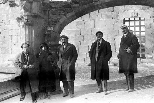 Rafael Campalans con Albert Einstein y Ventura Gassol en una visita a Poblet