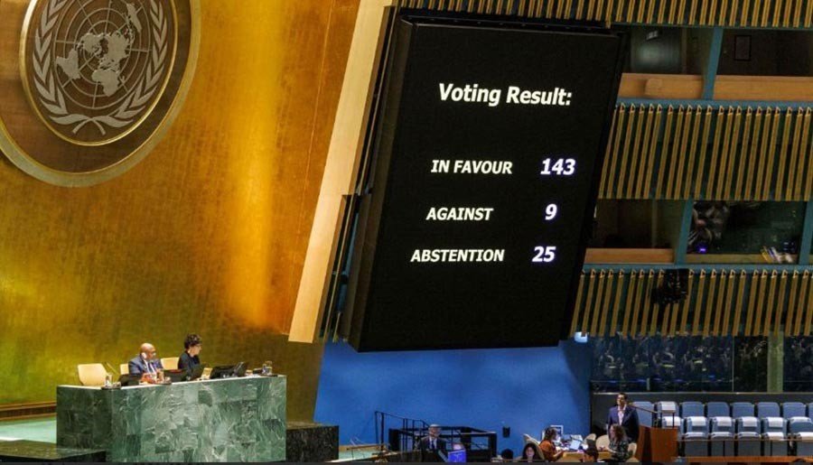 Resultado de la votación en la Asamblea General de la ONU