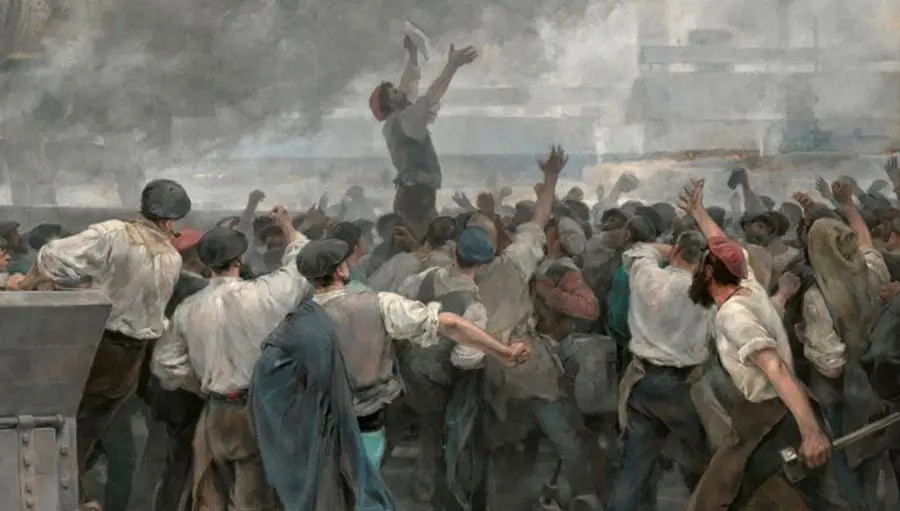 Vicente Cutanda y Toraya: Una huelga de obreros en Vizcaya.1892. Madrid, Museo Nacional del Prado