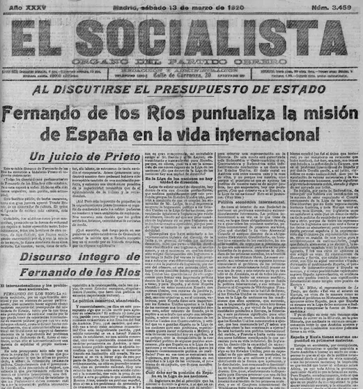 el n&uacute;mero 3.459 del 13 de marzo de 1920 de&nbsp;El Socialista.