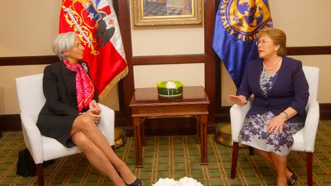 05 de Diciembre de 2014/SANTIAGO_.

La presidenta de la republica, Michelle Bachelet, se reune con la Directora del Fondo Monetario Internacional, Christine Lagarde  y exponen en el seminario "Desafios para asegurar el crecimiento y una prosperidad compartida en America Latina" en el Hotel Sheraton de Providencia_.

FOTO: PEDRO CERDA/AGENCIAUNO_.


