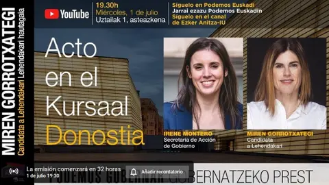 ACTO IRENE MONTERO ELECCIONES PAIS VASCO