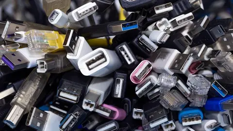 Heap a Lot Of USB (Universal Serial Bus)  cables Connectors plugs universal standart for computer different types cables and Ports peripheral
