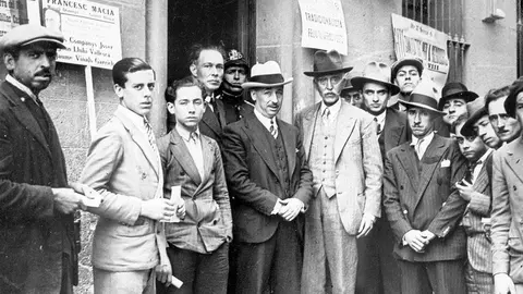 Francesc Maci&agrave; y Llu&iacute;s Companys en la campa&ntilde;a para las elecciones municipales de abril de 1931