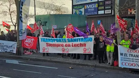 Concentraci&oacute;n de trabajadores sanitarios, el pasado 19 de febrero, ante la Asamblea de Madrid