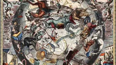 Constelaciones del hemisferio sur del atlas &lsquo;Harmonia Macrocosmica&rsquo; de Andreas Cellarius, publicado en 1661. Imagen de dominio p&uacute;blico