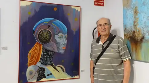 Ram&oacute;n Palmeral con su cuadro