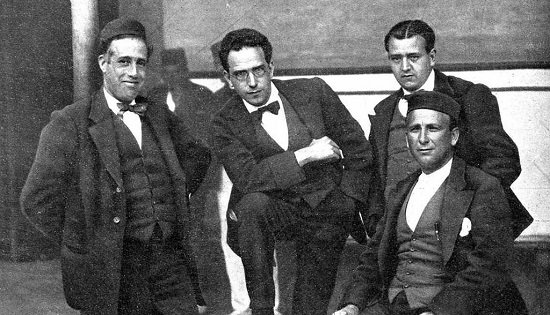 JuliÃ¡n Besteiro, Daniel Anguiano, Saborit y Francisco Largo Caballero en el penal de Cartagena. (Imagen: El Socialista).