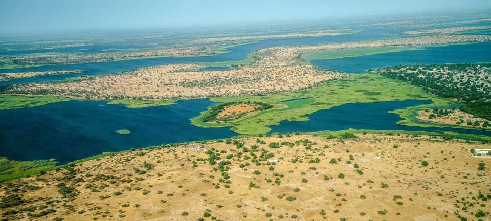 PNUD Chad / Jean Damascene Hakuzim
Vista aérea del Lago Chad que muestra claramente los efectos de la desertificación. En los últimos 50 años, la cuenca del Lago Chad se ha reducido de 25.000 kilómetros cuadrados a 2.000.