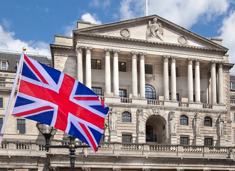 Bank of England and British flag concept illustration