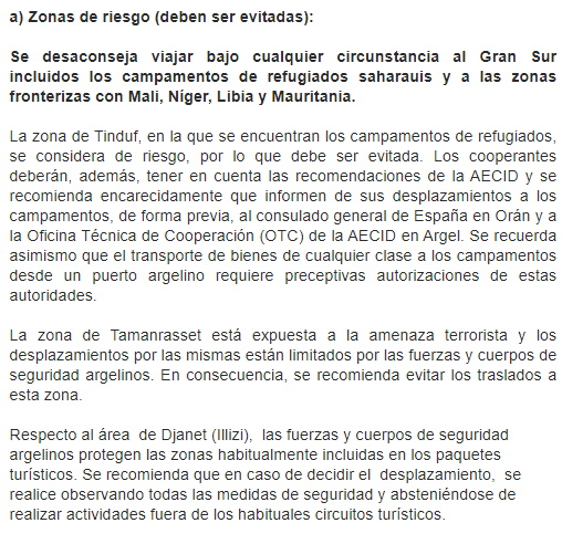 zonas riesgo argelia 