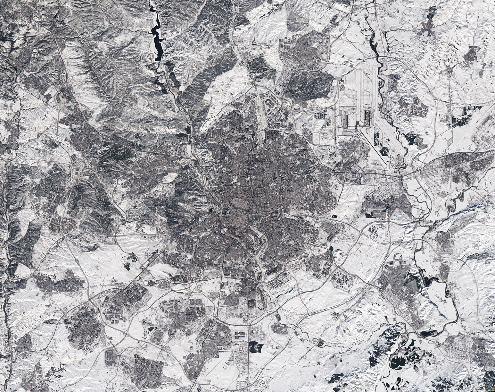 madrid cubierta de nieve imagen ESA
