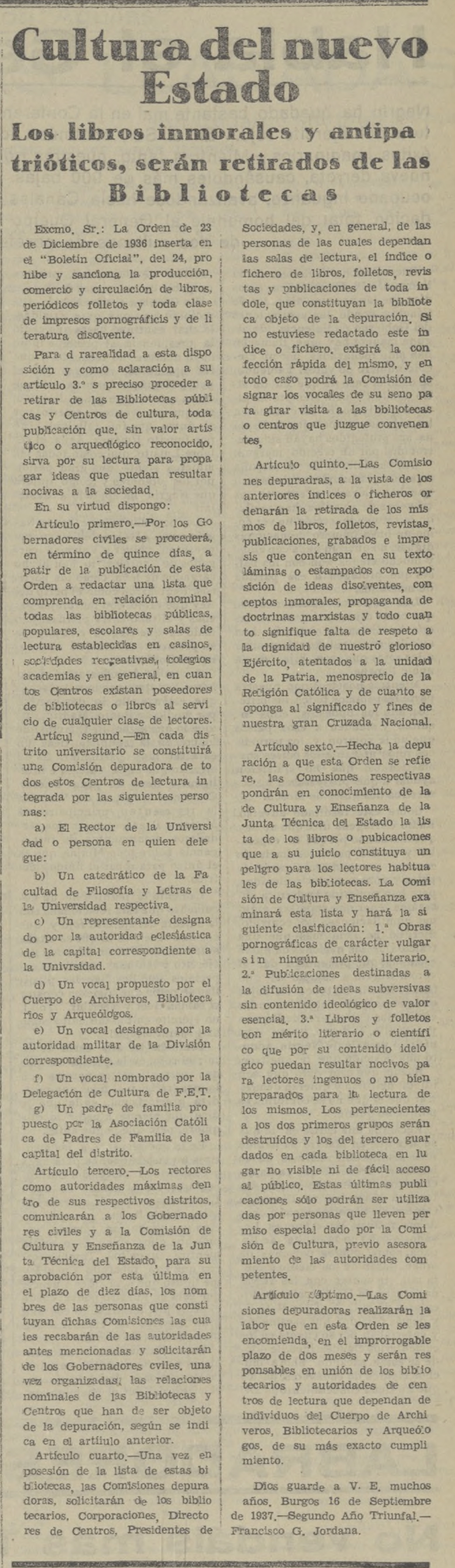 AGUILAS 22.9.1937. CONTRA LIBROS