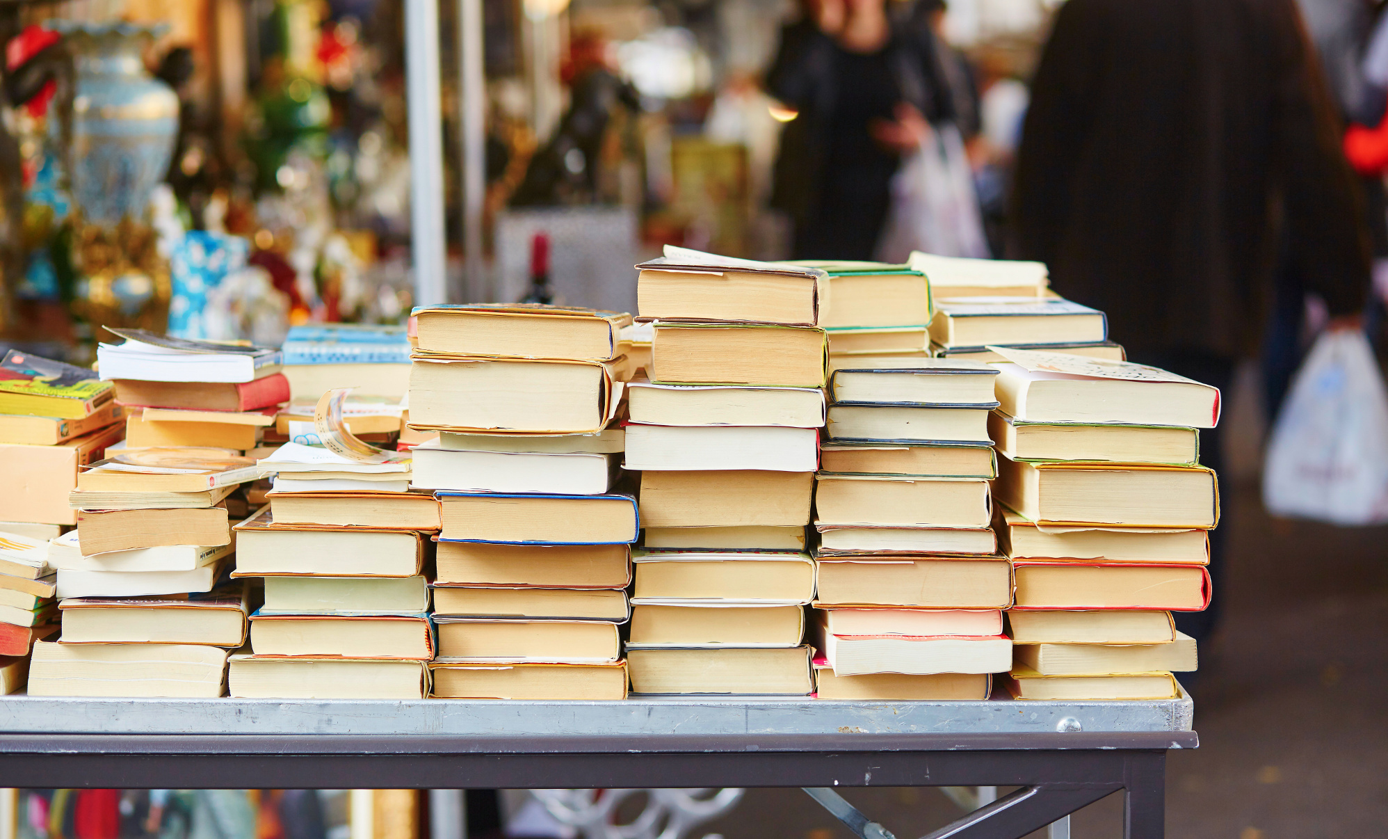 Old books on a Parisian flea market