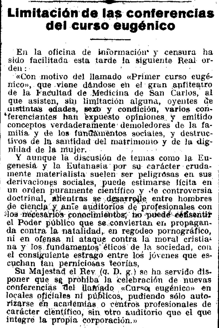 LA EPOCA.17.3.1928. SUPRESION CURSO
