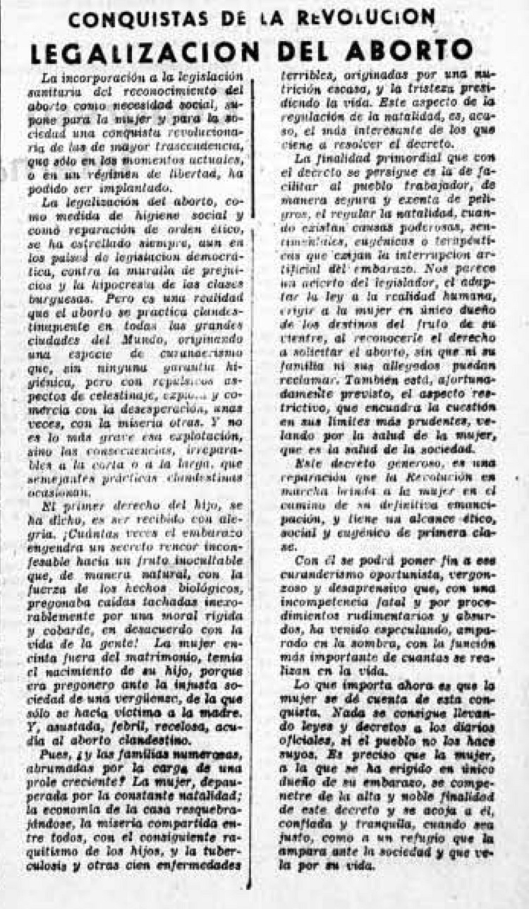 SOLIDARIDAD OBRERA. 13.1.1937. ABORTOCONQUISTA