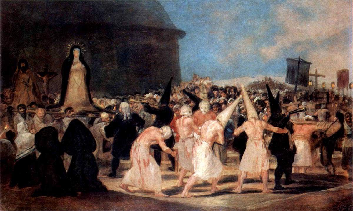 Procesión de disciplinantes, de Francisco de Goya. Este pintor criticó acerbamente las costumbres eclesiásticas