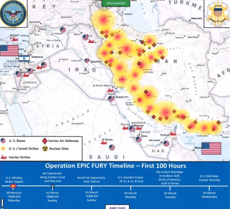 ​
Mapa de los bombardeos en el Golfo Pérsico y Oriente Medio tras la operación Furia Épica de Trump